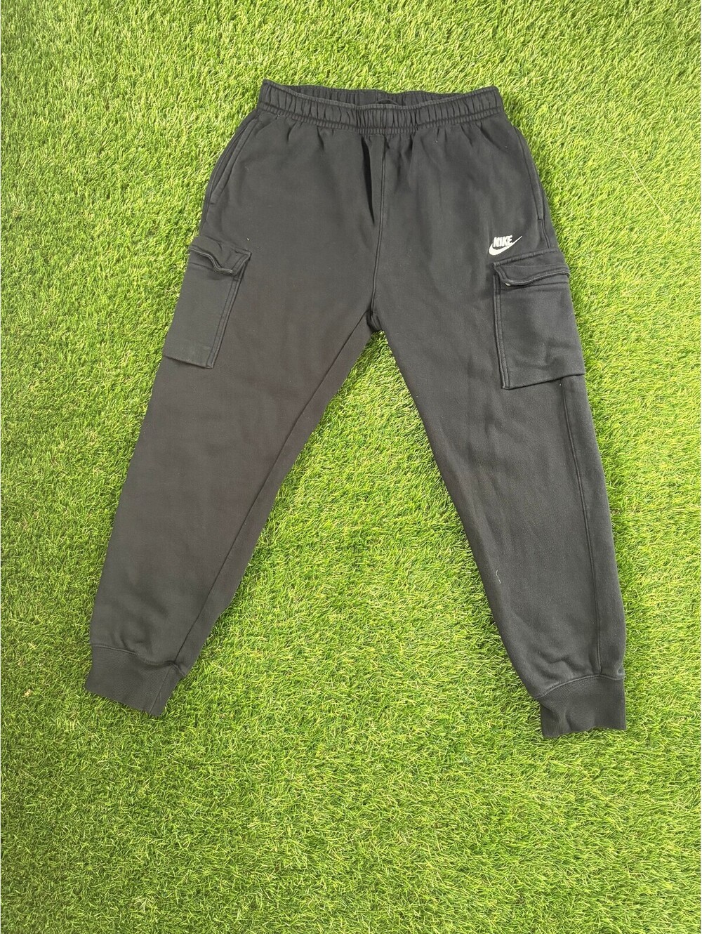 Vintage Nike Black Fleece Cargo Jogger Pants, Men's M